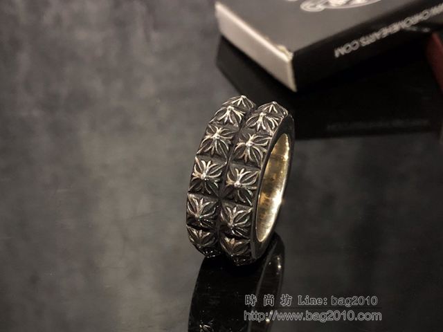 chrome hearts銀飾 克羅心雙層戒指 純手工 克羅心925純銀戒指  gjc1916